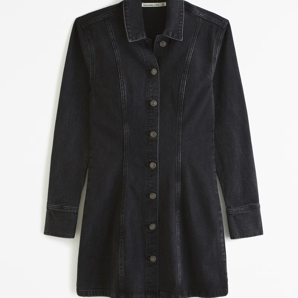 Abercrombie Black Denim Button-Up Dress